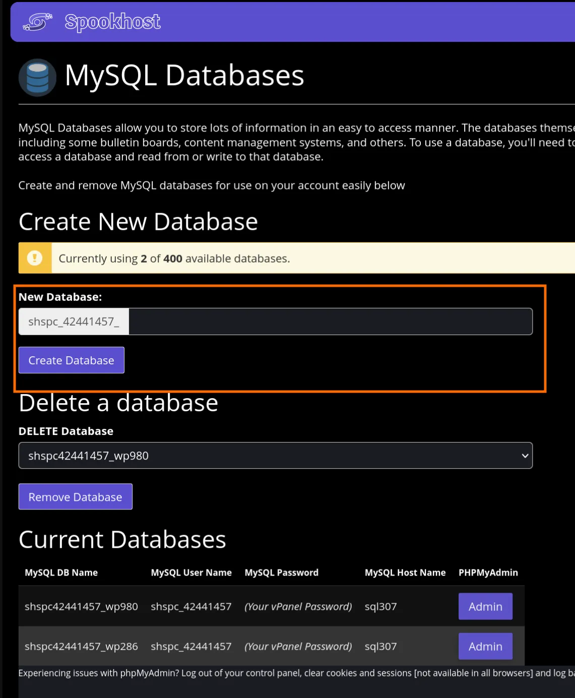 MySQL Database Creation